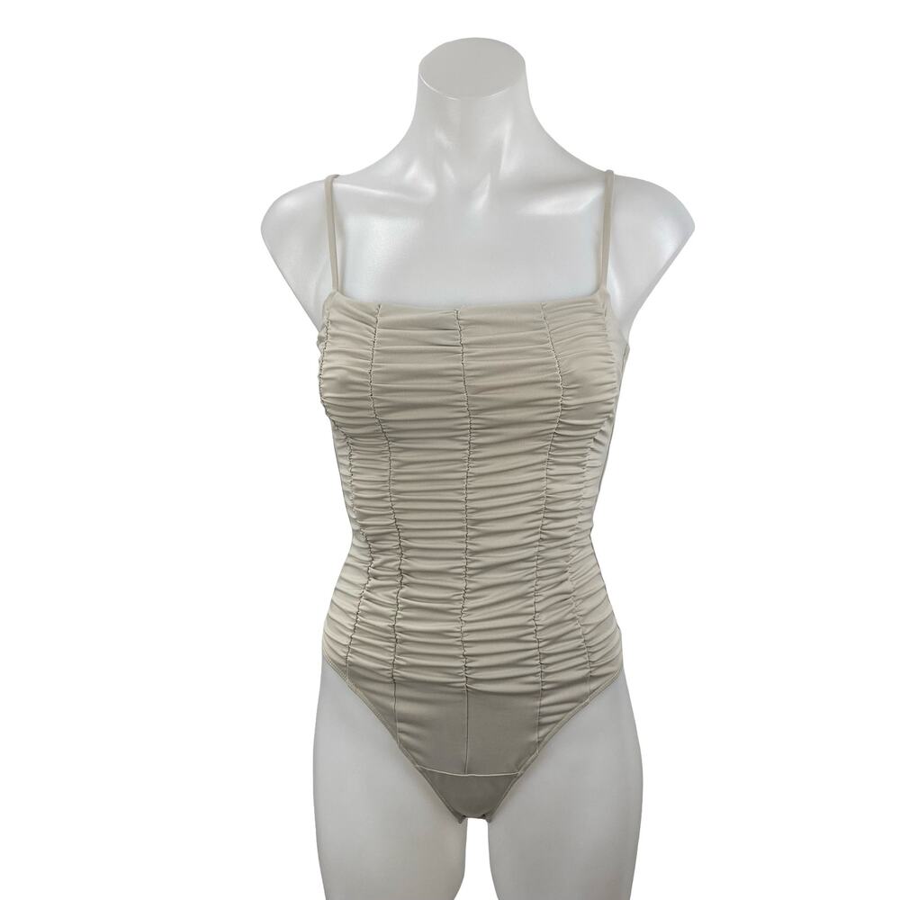 Abercrombie & Fitch Slinky Ruched Sleeveless Cami Camisole Tank Bodysuit Top XS